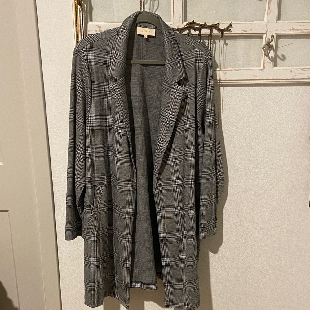 Women's Gray Plaid Blazer